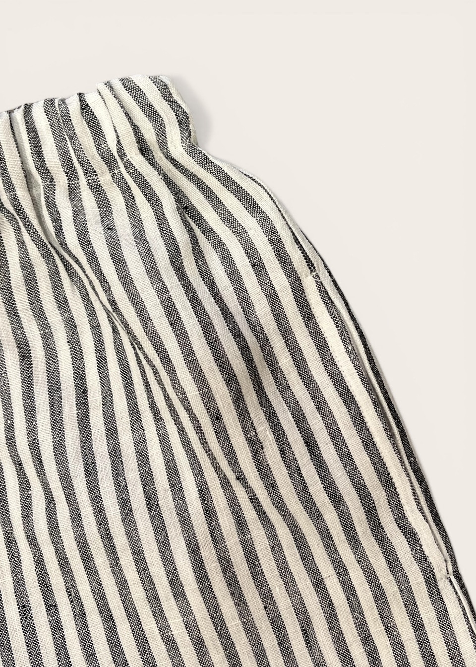 Wide trousers kids, light stripes linen - LE VESTIAIRE DE JEANNE