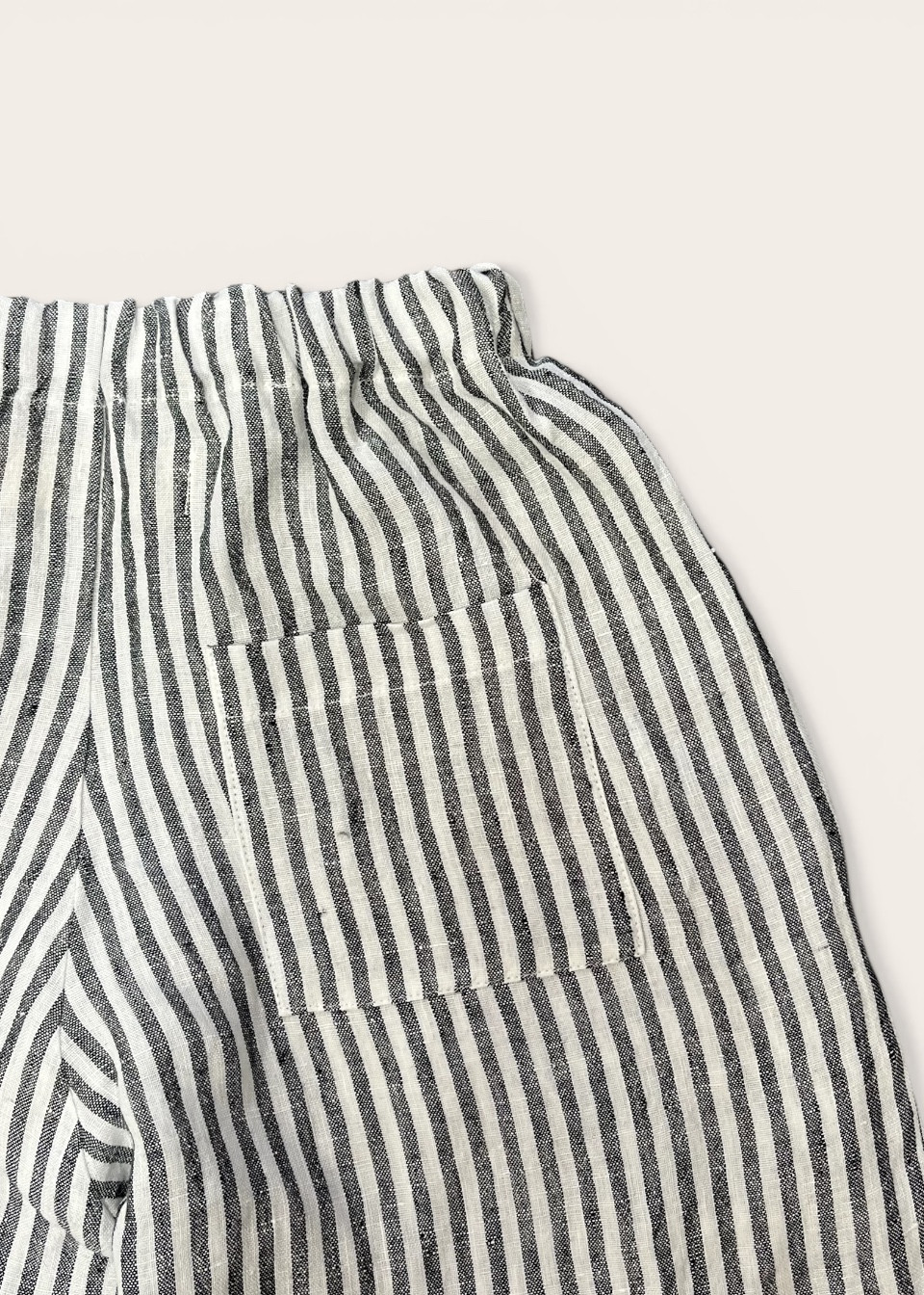 Wide trousers kids, light stripes linen - LE VESTIAIRE DE JEANNE