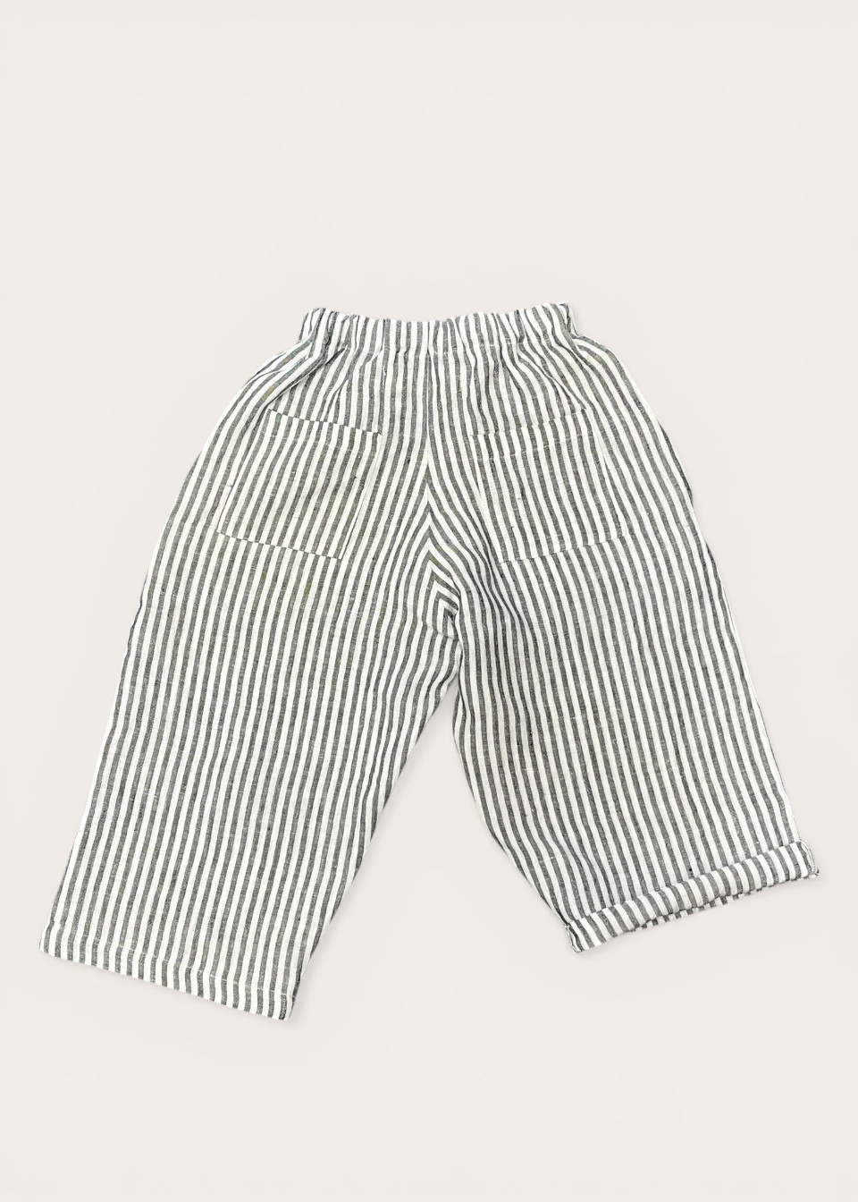 Wide trousers kids, light stripes linen - LE VESTIAIRE DE JEANNE