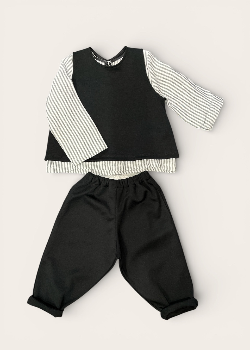 Classic trousers, black sportswear fabric