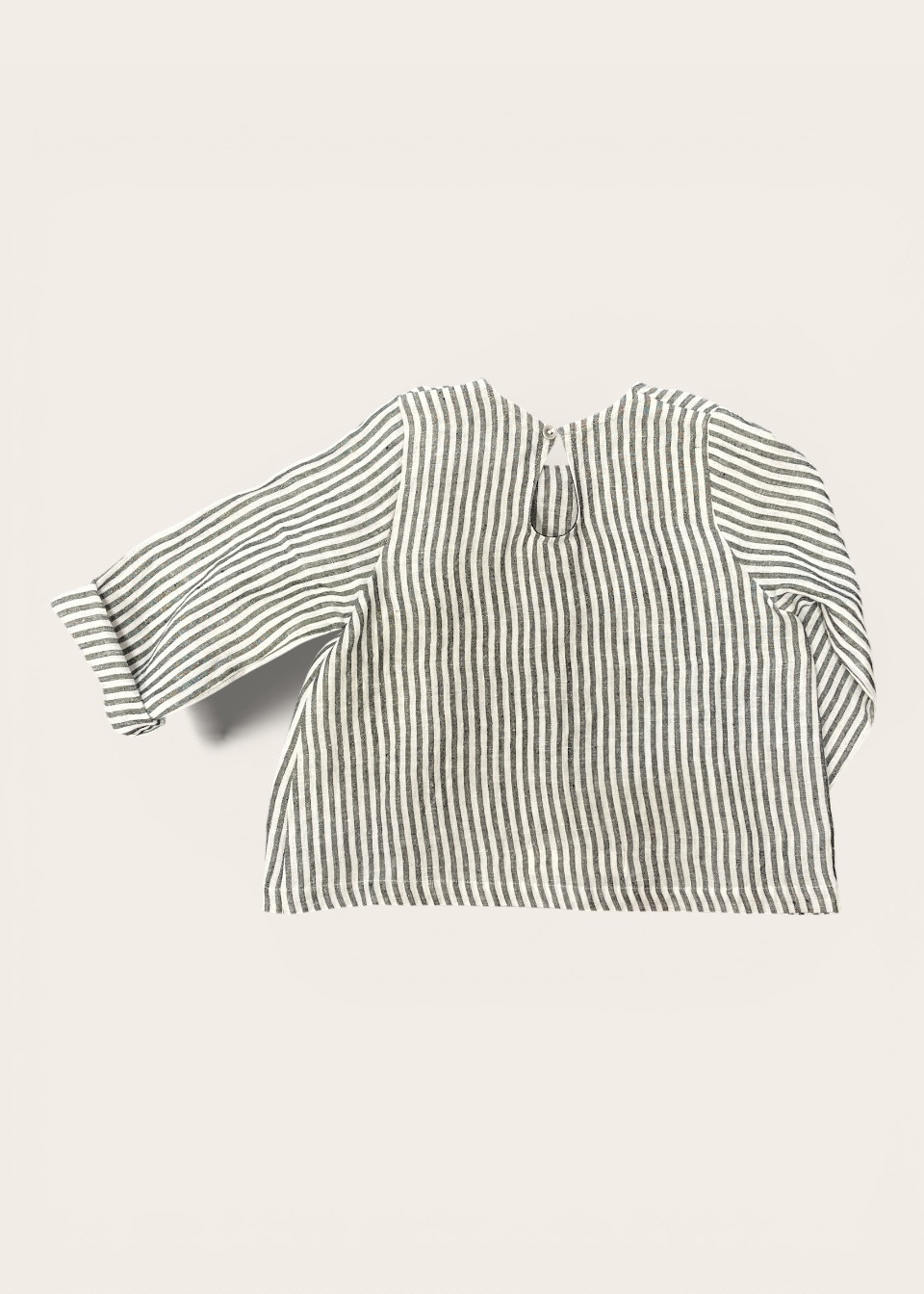 Long sleeves blouse for kids in striped linen - LE VESTIAIRE DE JEANNE