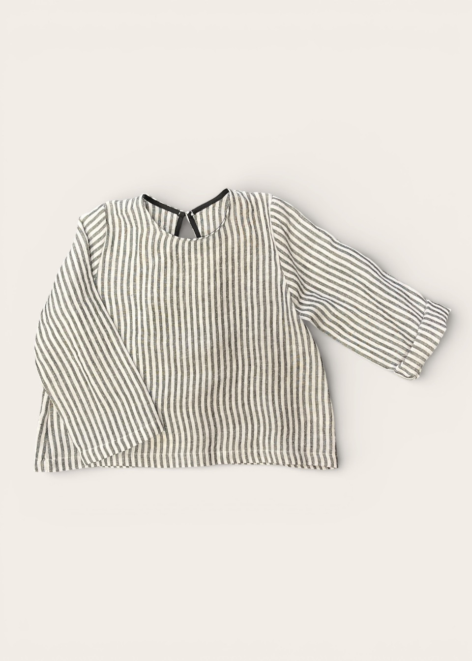 Blouse manches longues enfant en lin rayé- LE VESTIAIRE DE JEANNE