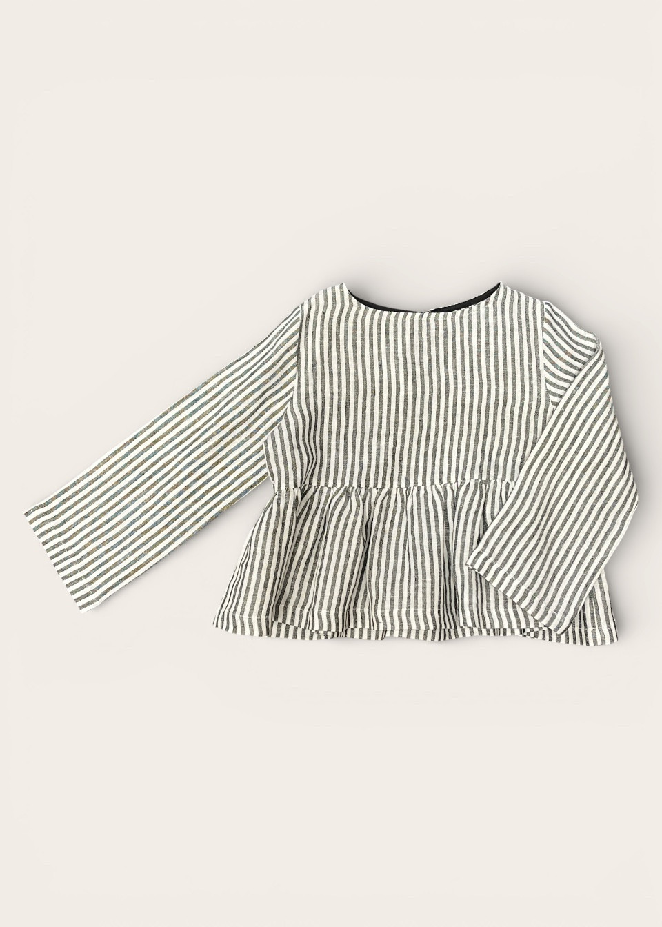 blouse plissée manches longues, lin rayé - LE VESTIAIRE DE JEANNE