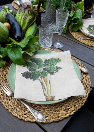 6 serviettes en lin imprimé légumes - LINOROOM