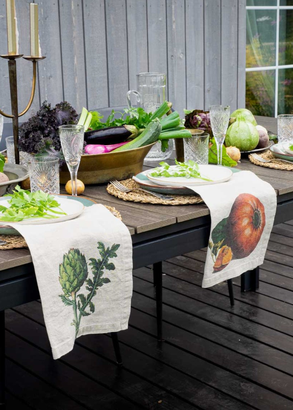Set of 6 linen napkins with vegetables prints - LINOROOM