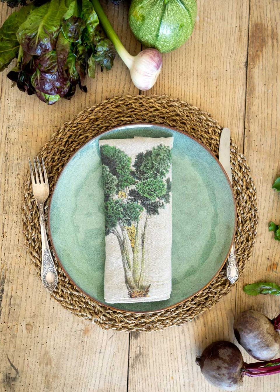 Set of 6 linen napkins with vegetables prints - LINOROOM