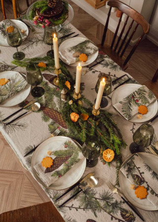 Set of 6 linen napkins with conifers prints - LINOROOM