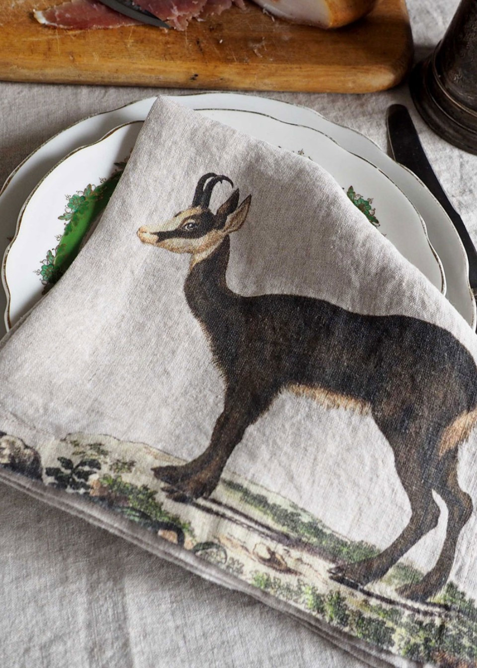 Set of 6 linen napkins with wild animals prints - LINOROOM