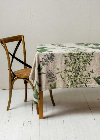 Nappe en lin imprimée herbes - LINOROOM