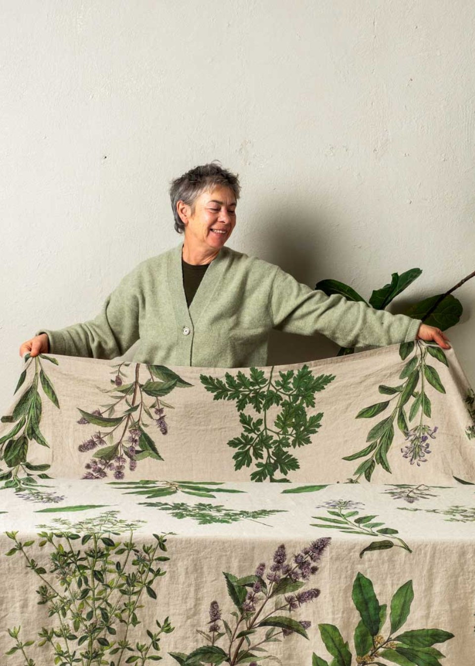 Nappe en lin imprimée herbes - LINOROOM