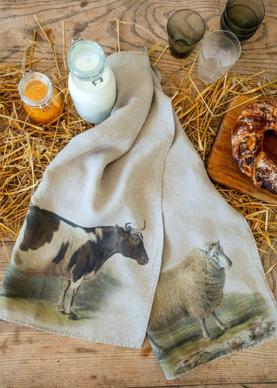 Linen kitchen towel Cow - LINOROOM