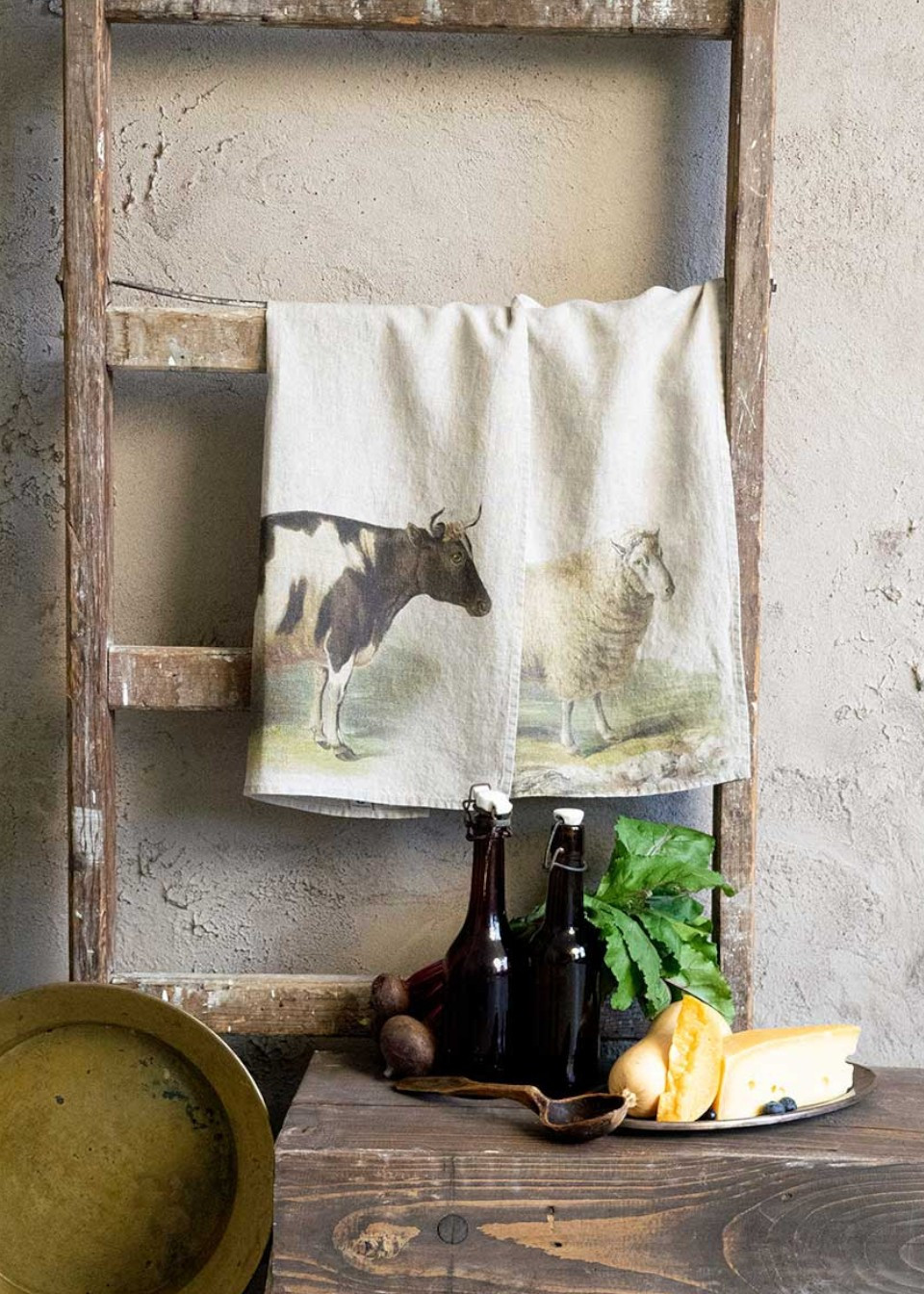 Linen kitchen towel Cow - LINOROOM