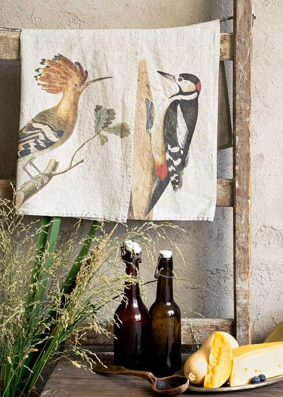 Linen kitchen towel Woodpecker - LINOROOM