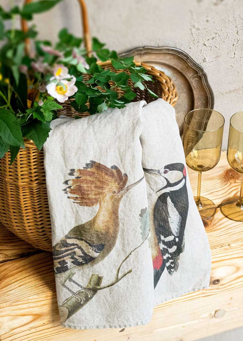 Linen kitchen towel Woodpecker - LINOROOM