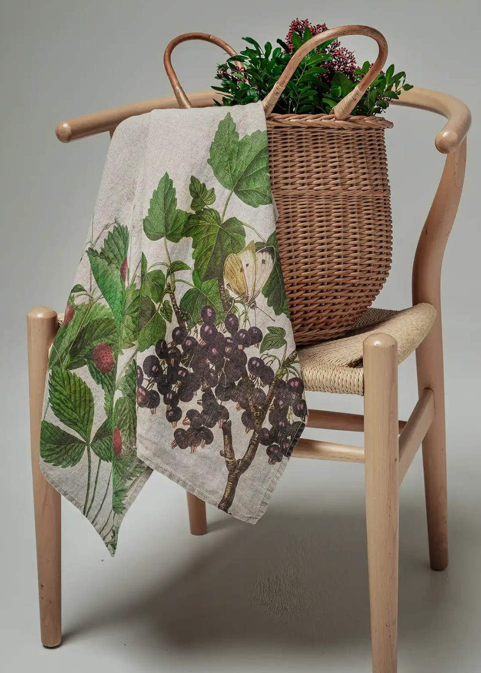 Linen kitchen towel Strawberries - LINOROOM