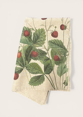 Linen kitchen towel Strawberries - LINOROOM