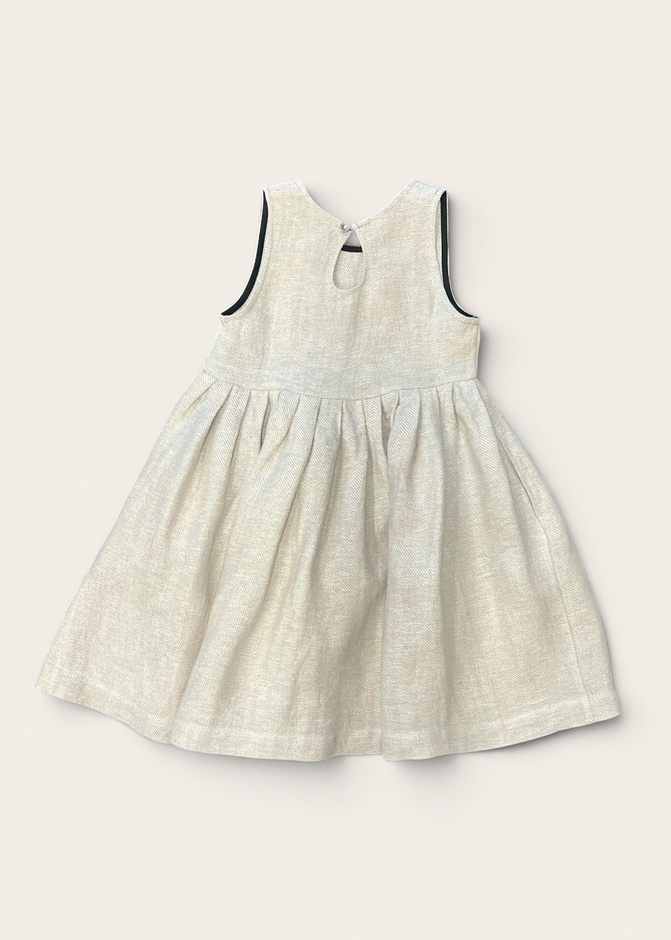 Robe à plis sans manches, lin épais beige