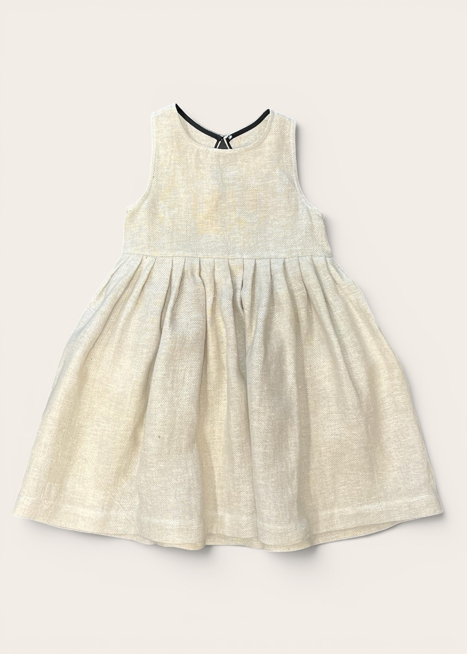 Pleated dress, sleeveless, natural heavy linen