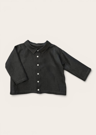 Unisex shirt for kids, black linen