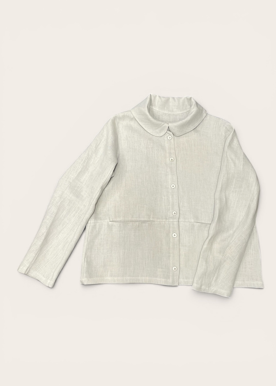 Shirt 06 in cloud grey linen - LE VESTIAIRE DE JEANNE