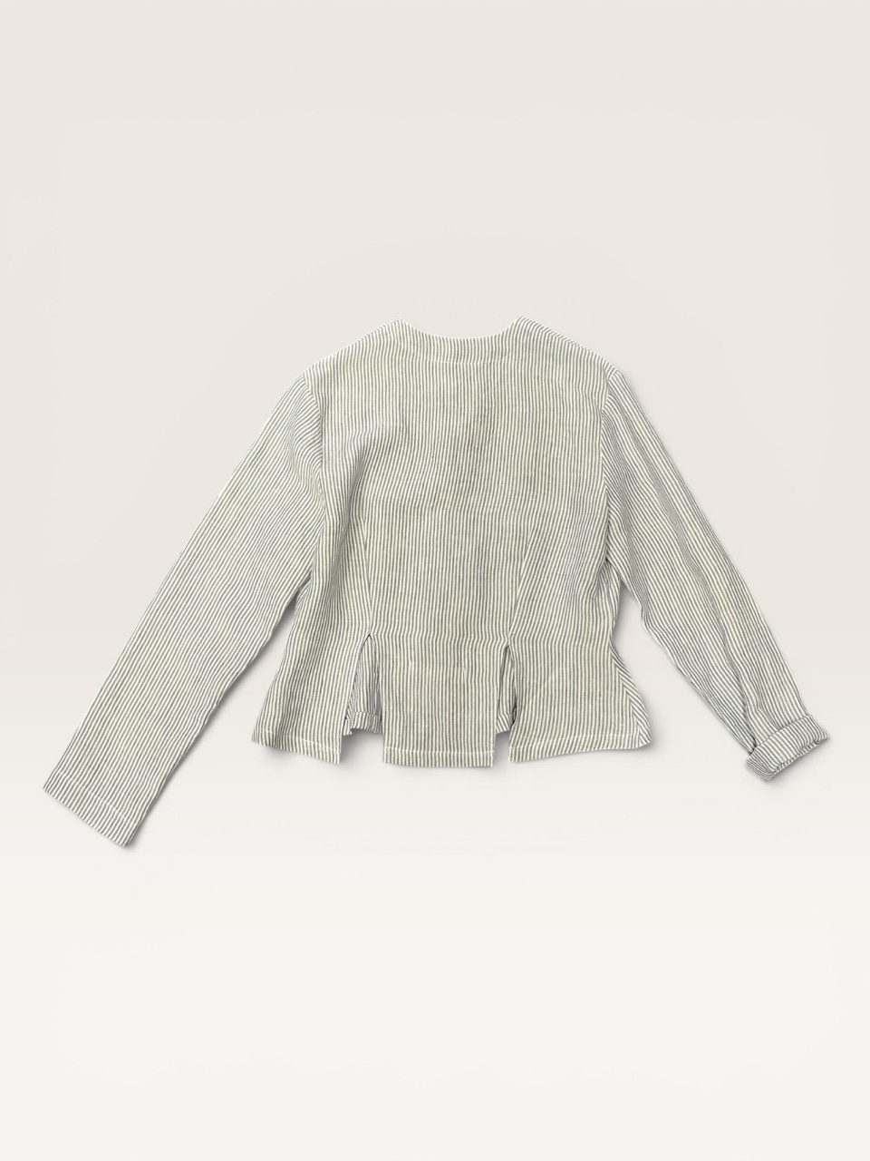 Veste 05 en lin rayures ciel - LE VESTIAIRE DE JEANNE