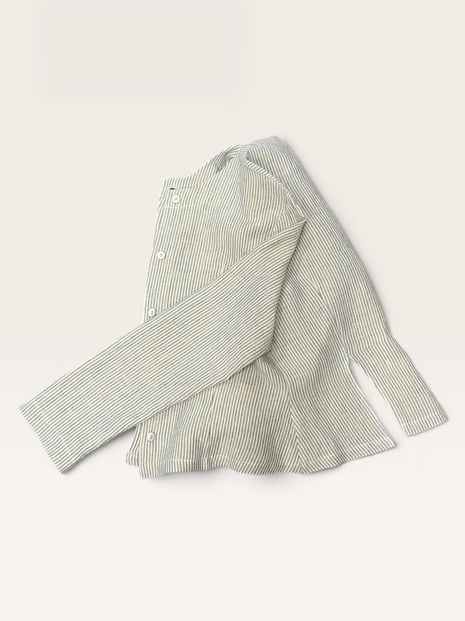 Veste 05 en lin rayures ciel - LE VESTIAIRE DE JEANNE