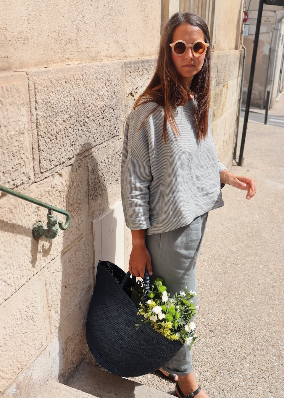 Midnight blue raffia tote bag - SANS ARCIDET