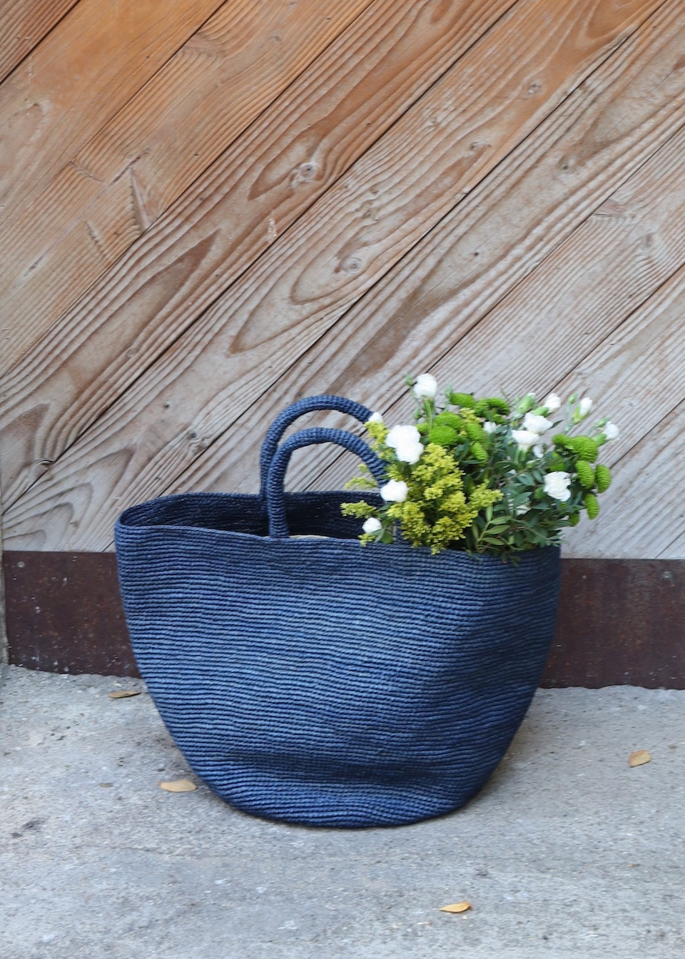 Midnight blue raffia tote bag - SANS ARCIDET