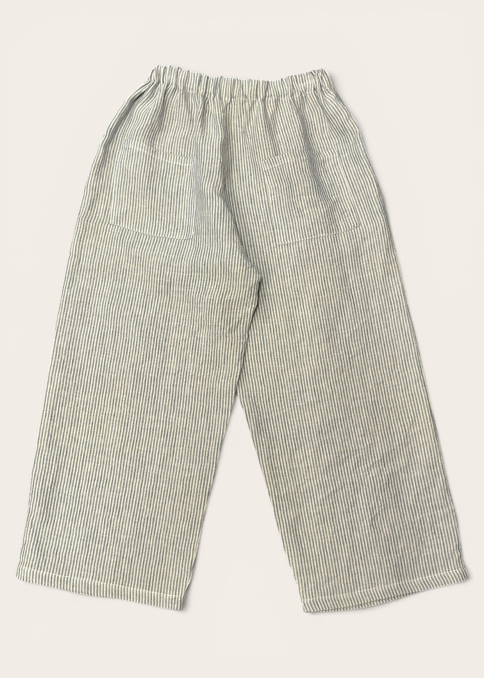 Pantalon large en lin rayures bleues - LE VESTIAIRE DE JEANNE