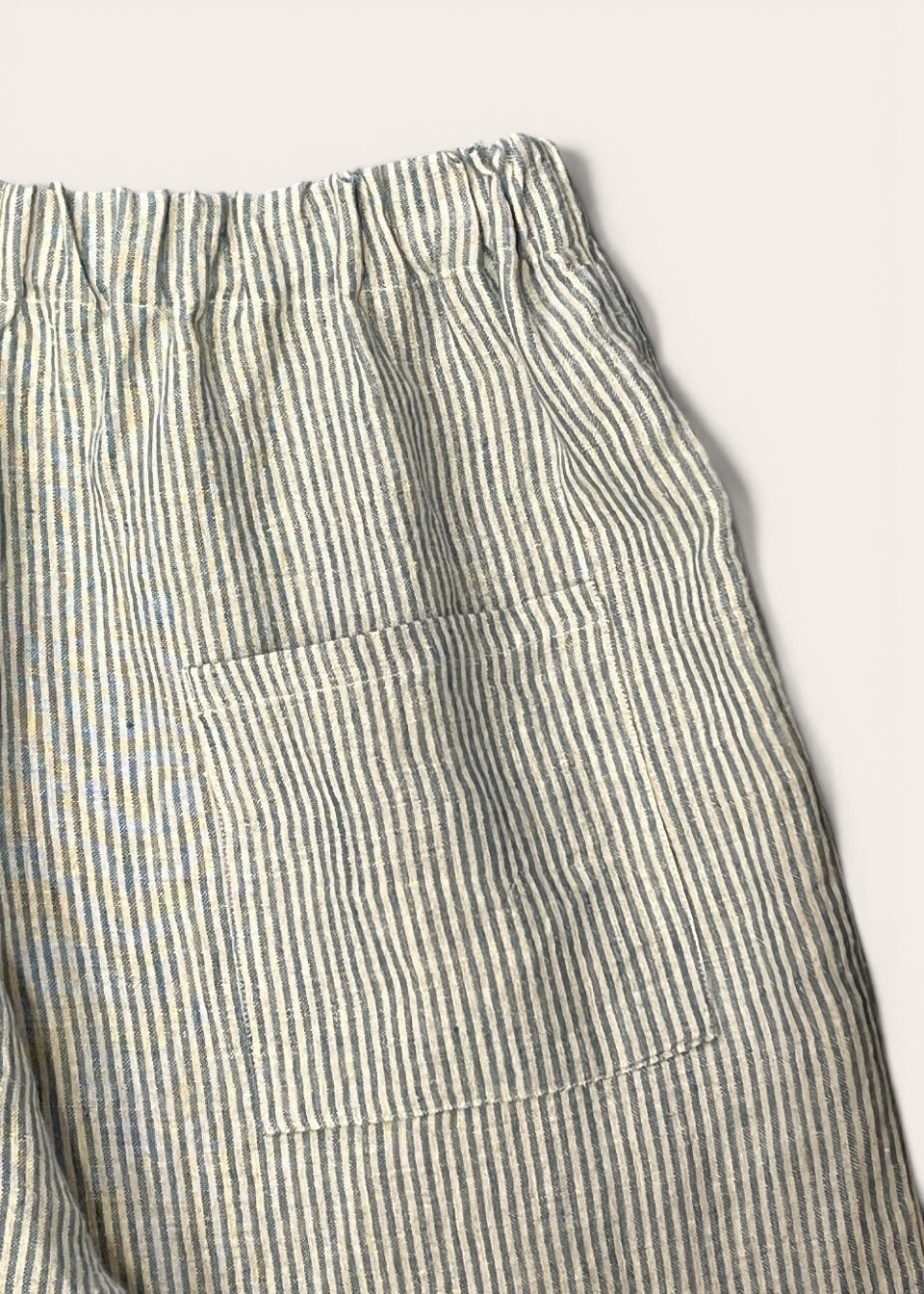 Pantalon large en lin rayures bleues - LE VESTIAIRE DE JEANNE