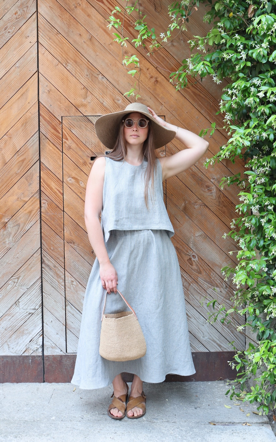 Sky blue linen long skirt - LE VESTIAIRE DE JEANNE