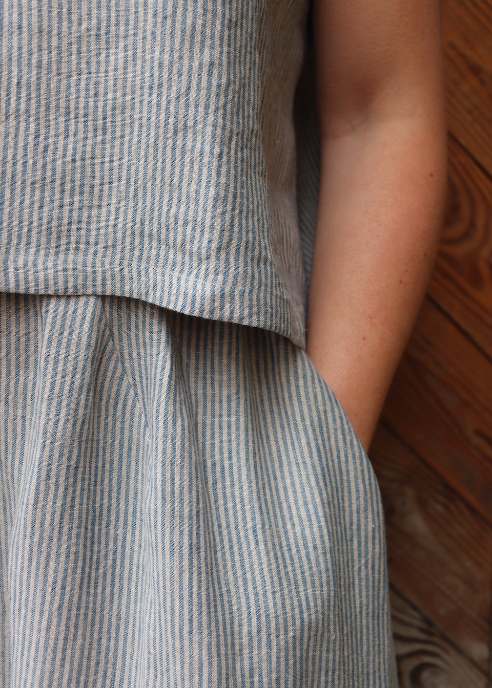 Sky blue linen long skirt - LE VESTIAIRE DE JEANNE