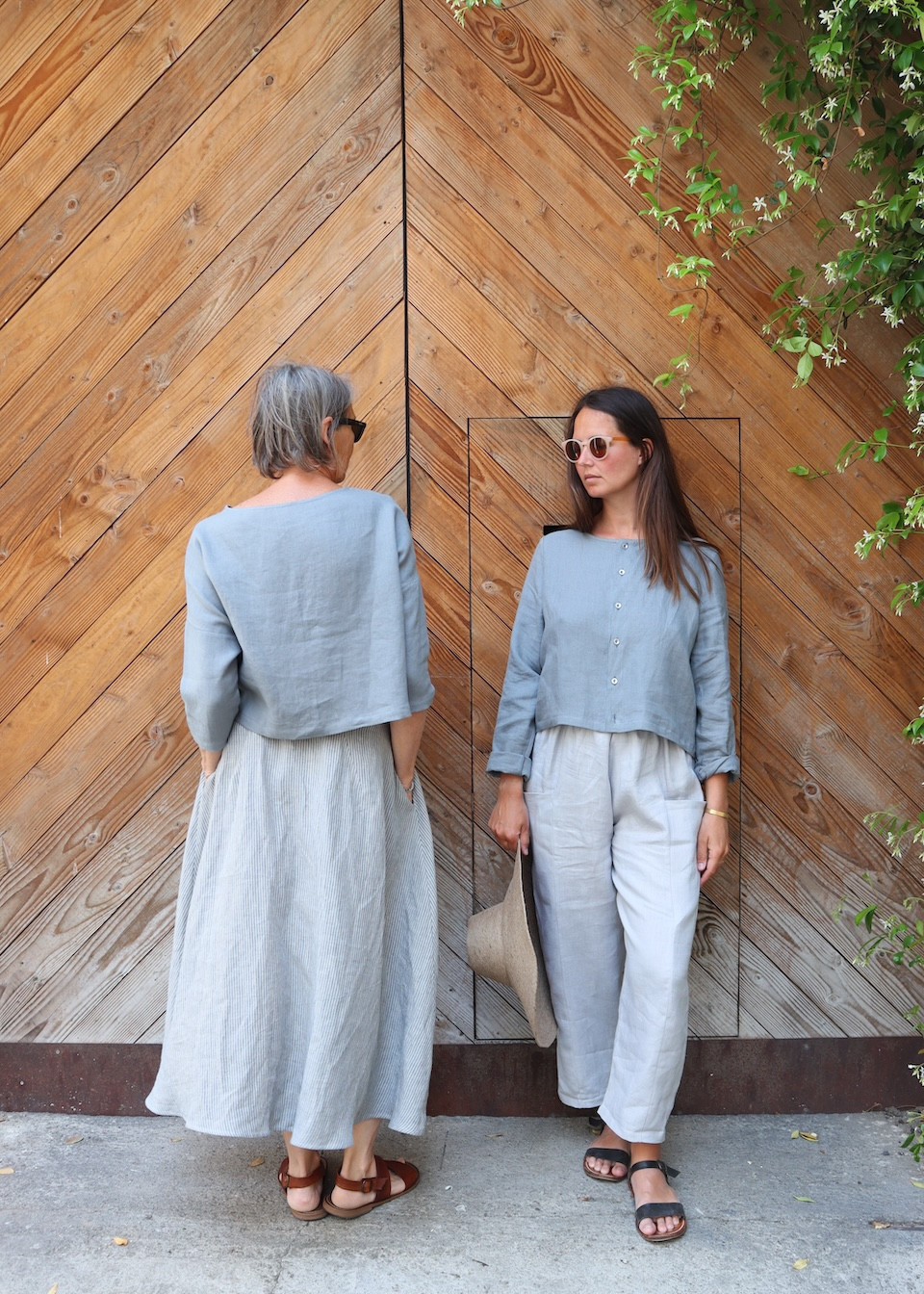 Sky blue linen long skirt - LE VESTIAIRE DE JEANNE