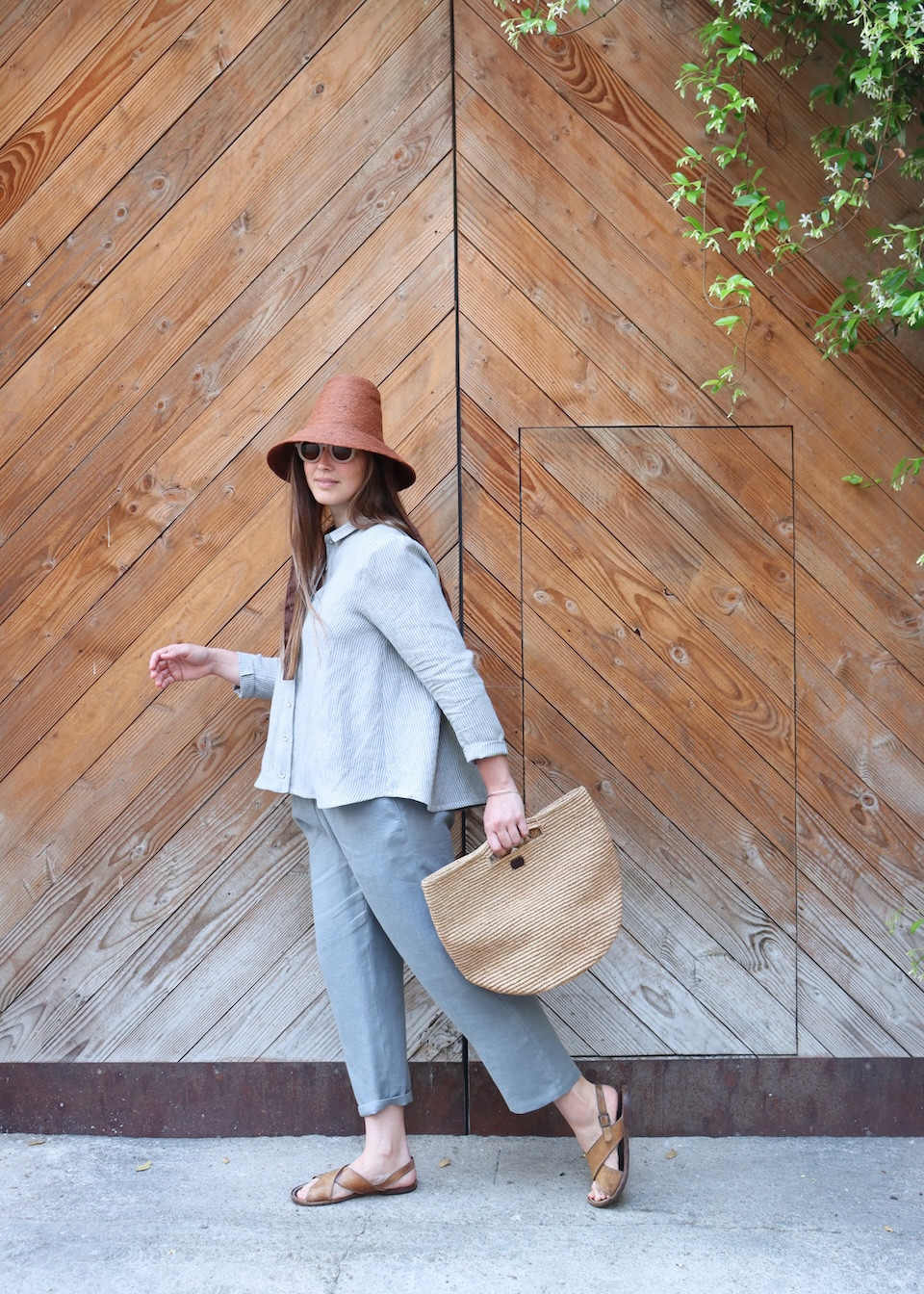 Chemise à plis, lin rayures ciel - LE VESTIAIRE DE JEANNE