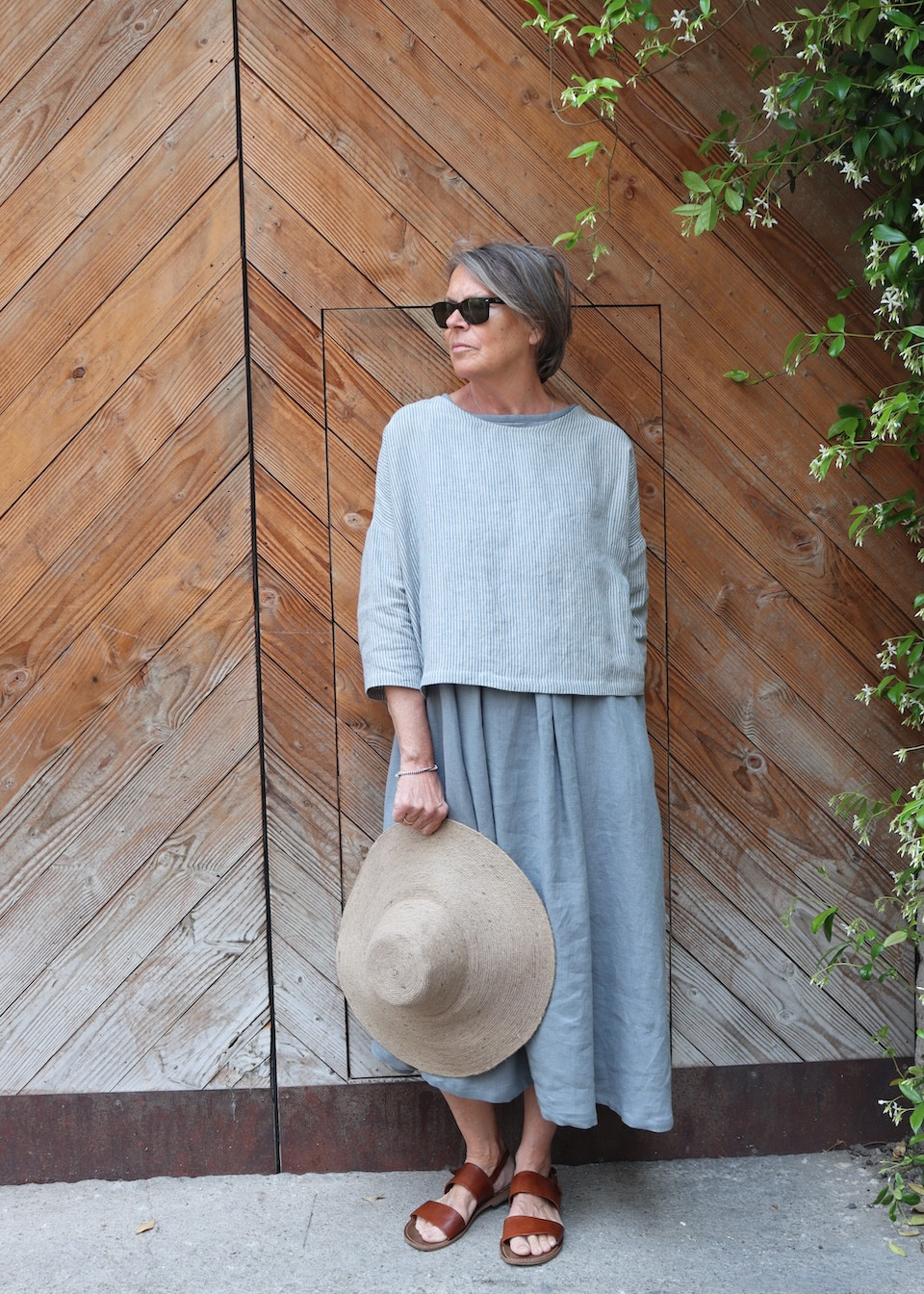 Pull 03 en lin rayures ciel - LE VESTIAIRE DE JEANNE