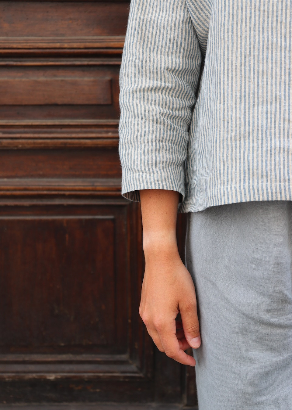 Pull 03 en lin rayures ciel - LE VESTIAIRE DE JEANNE