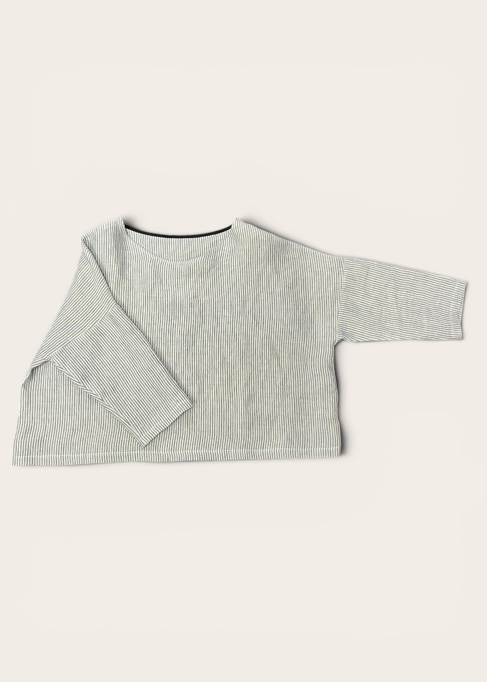 Jumper 03 in Sky blue striped linen - LE VESTIAIRE DE JEANNE