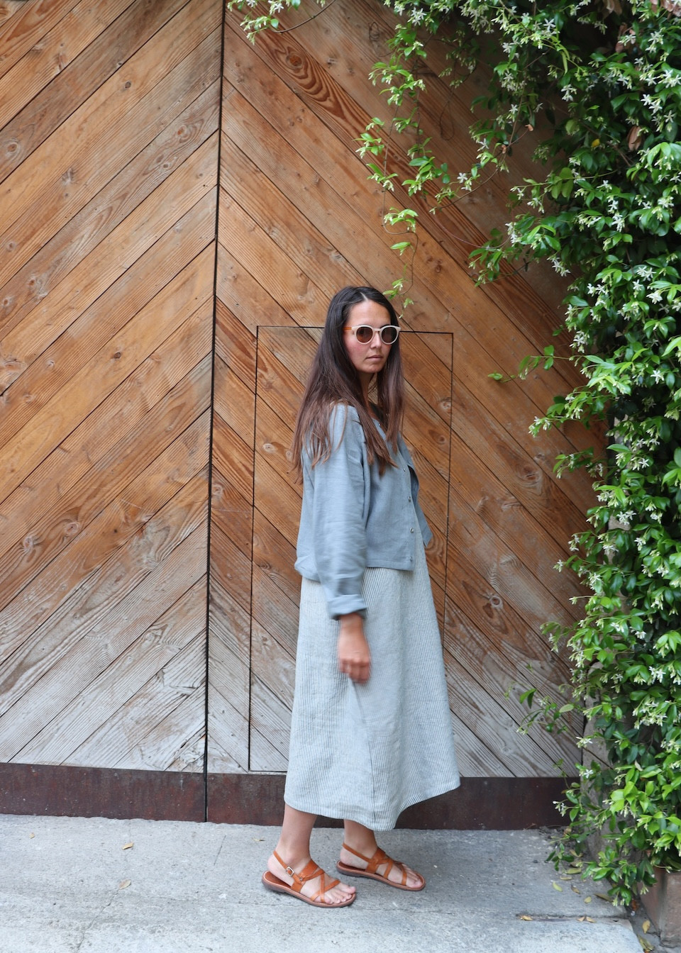 Robe évasée sans manches en lin rayé - LE VESTIAIRE DE JEANNE