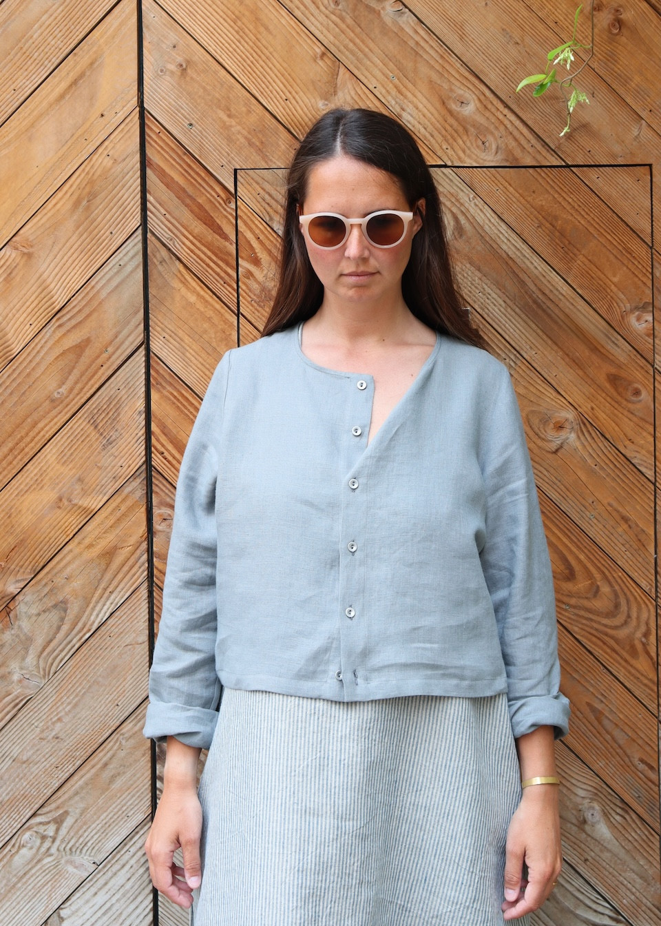 Robe évasée sans manches en lin rayé - LE VESTIAIRE DE JEANNE