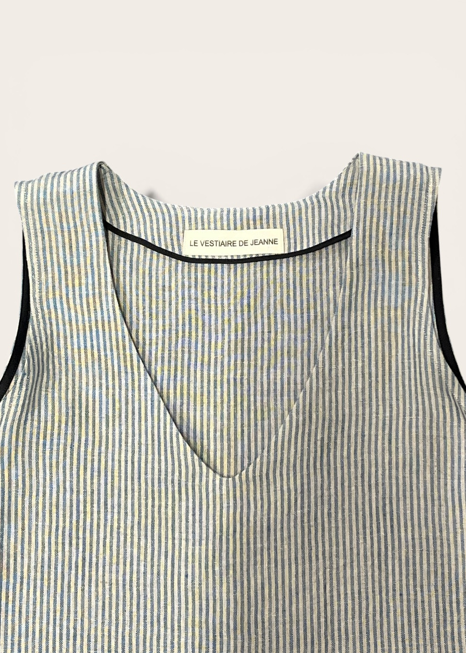 Robe évasée sans manches en lin rayé - LE VESTIAIRE DE JEANNE