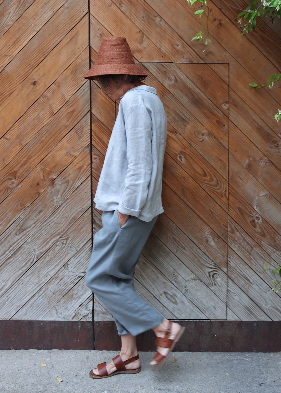 Pantalon classique en lin bleu orage - LE VESTIAIRE DE JEANNE