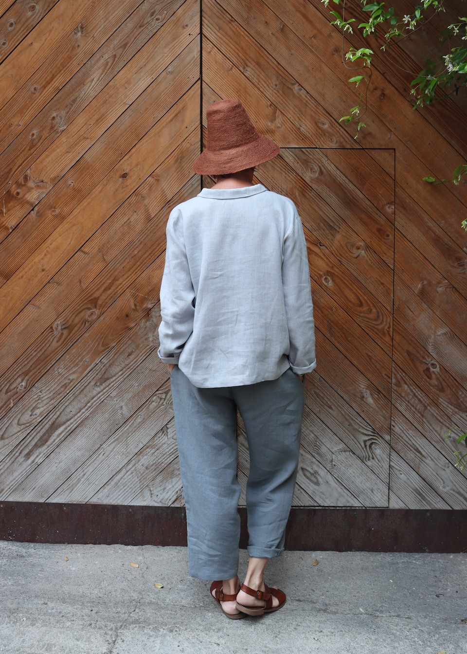 Pantalon classique en lin bleu orage - LE VESTIAIRE DE JEANNE