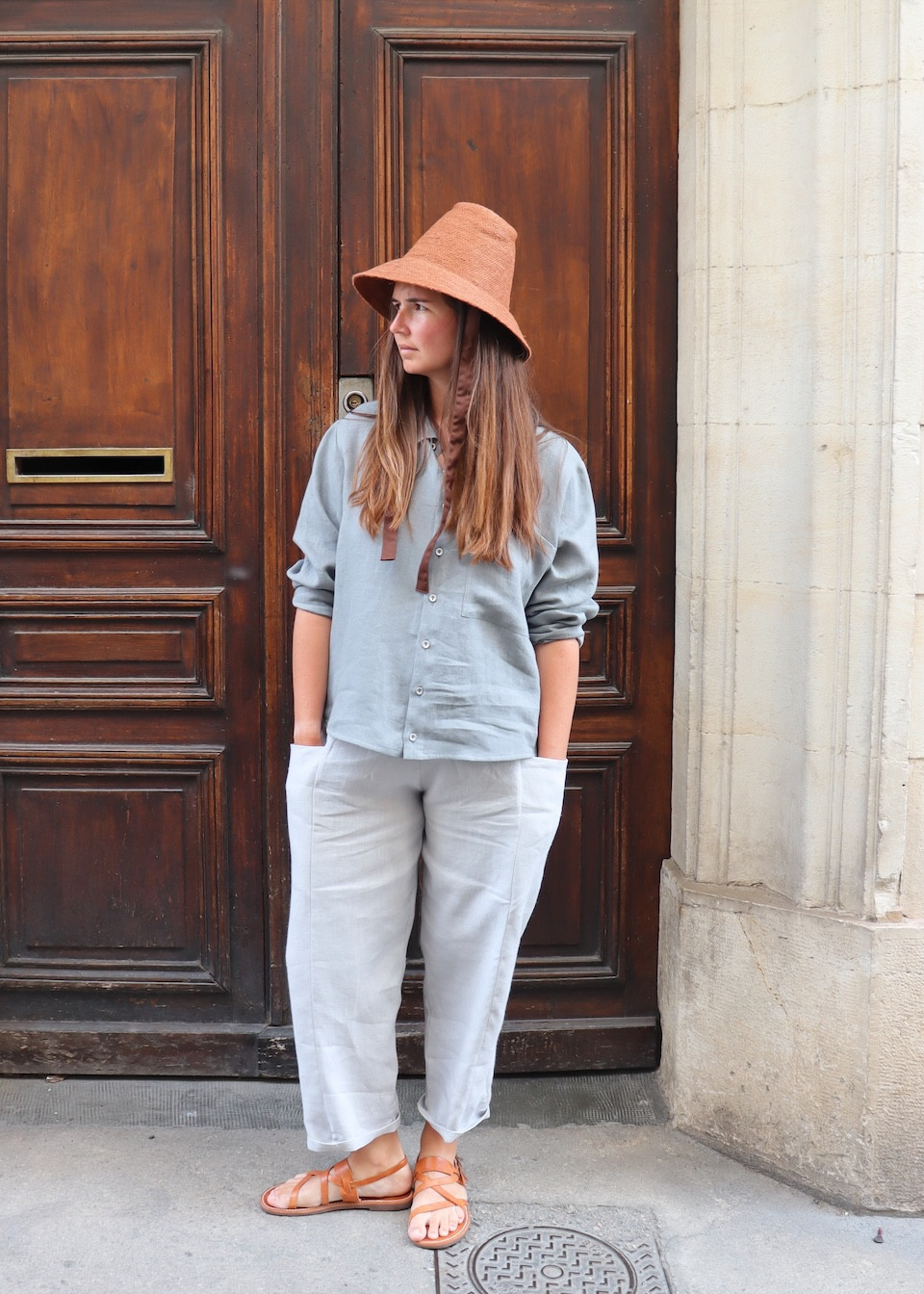 Chemise 09 en lin bleu orage  - LE VESTIAIRE DE JEANNE