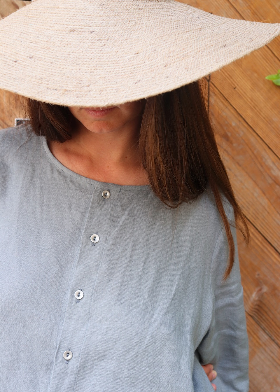 Gilet 02 en lin bleu orage - LE VESTIAIRE DE JEANNE