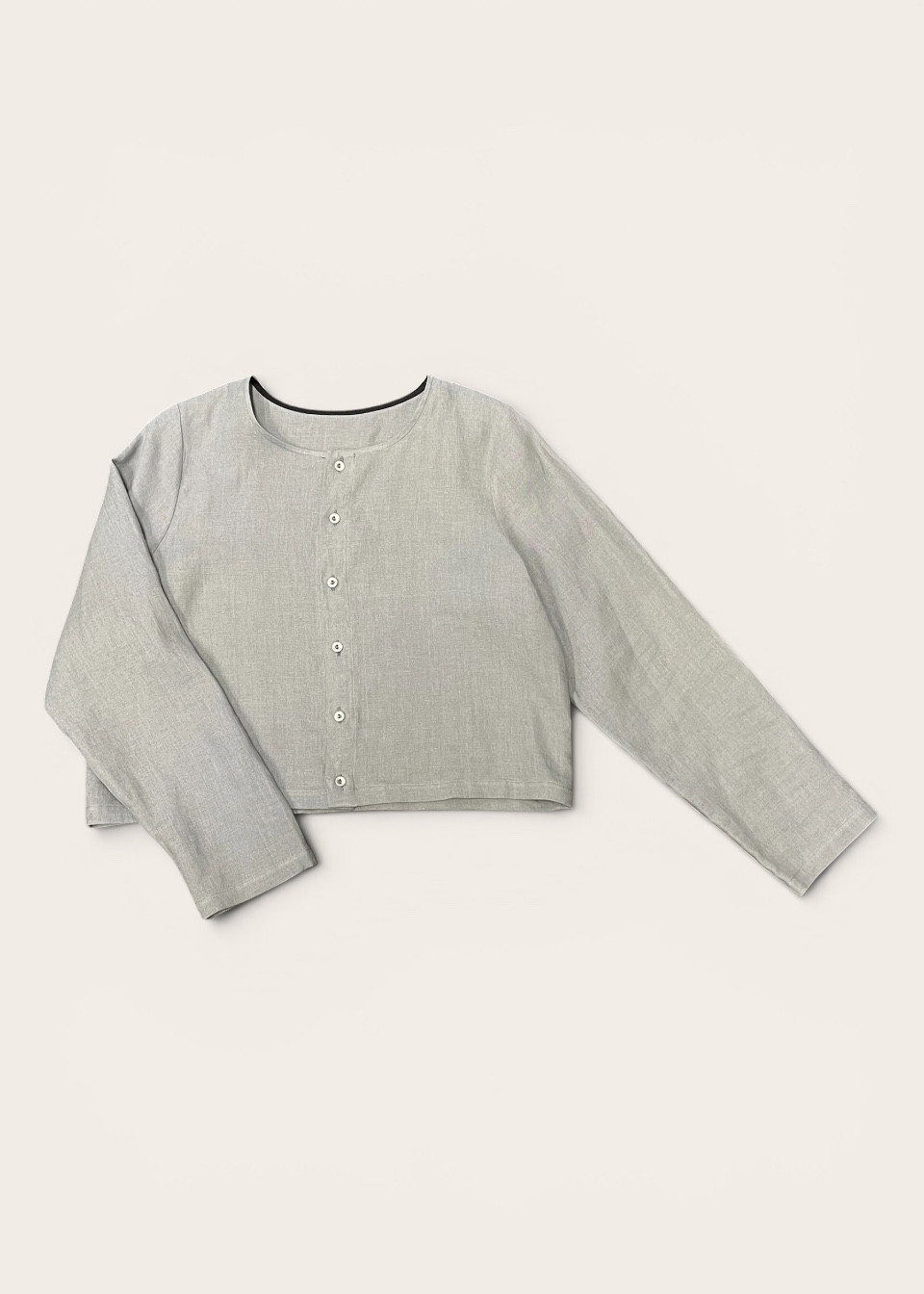Gilet 02 en lin bleu orage - LE VESTIAIRE DE JEANNE