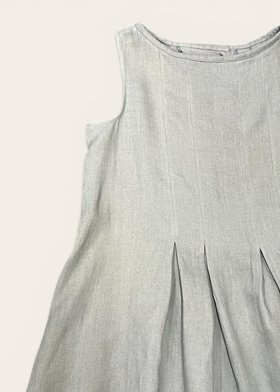 Dress 15 in storm blue linen - LE VESTIAIRE DE JEANNE