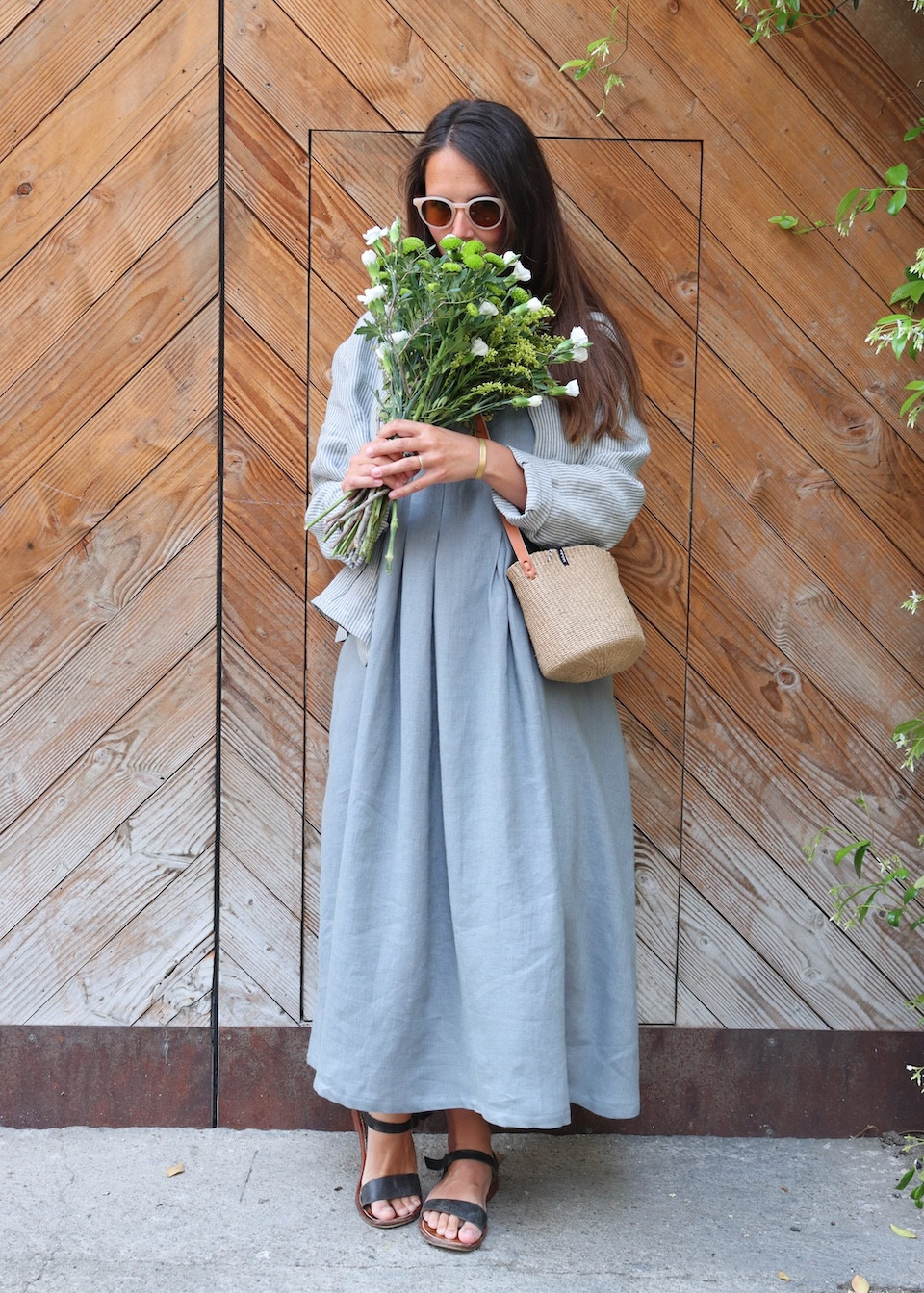 Robe 15 en lin bleu orage - LE VESTIAIRE DE JEANNE