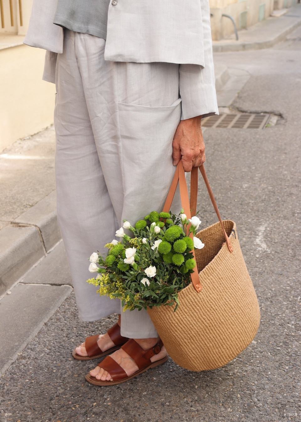 Trousers 09 in cloud grey linen - LE VESTIAIRE DE JEANNE