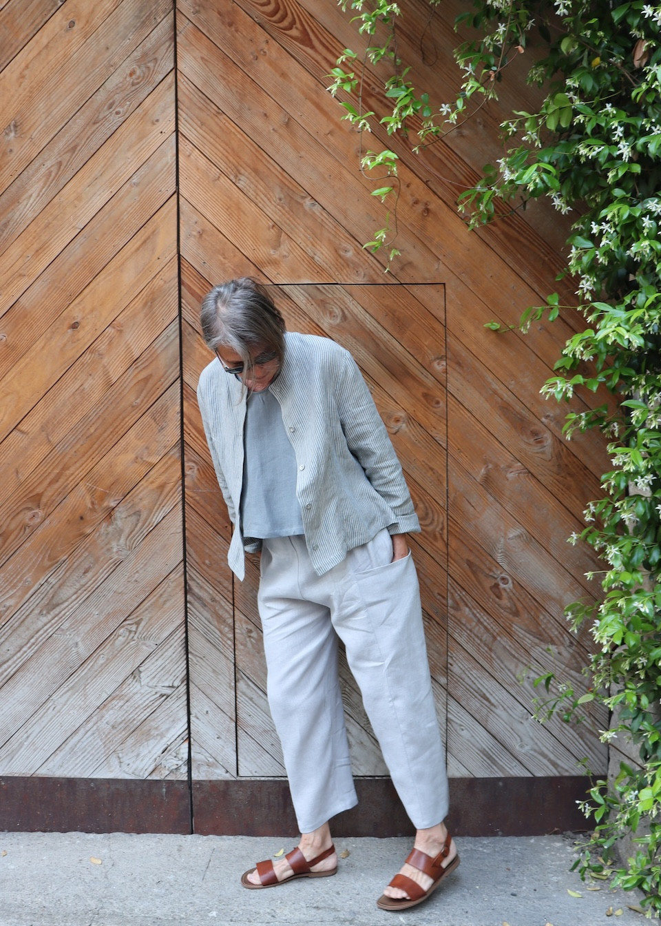 Pantalon 09 en lin gris nuage - LE VESTIAIRE DE JEANNE