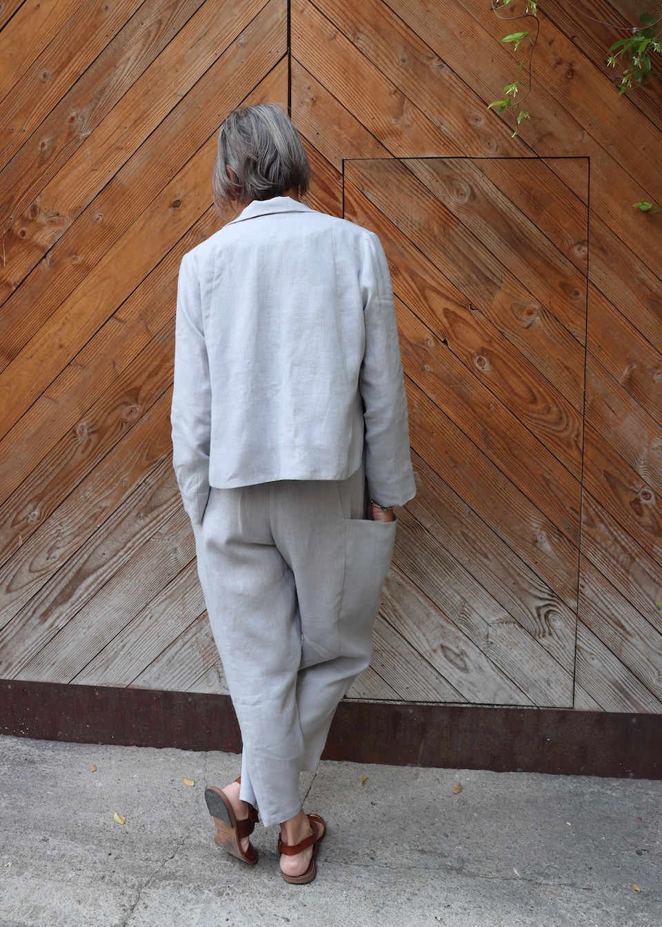 Trousers 09 in cloud grey linen - LE VESTIAIRE DE JEANNE